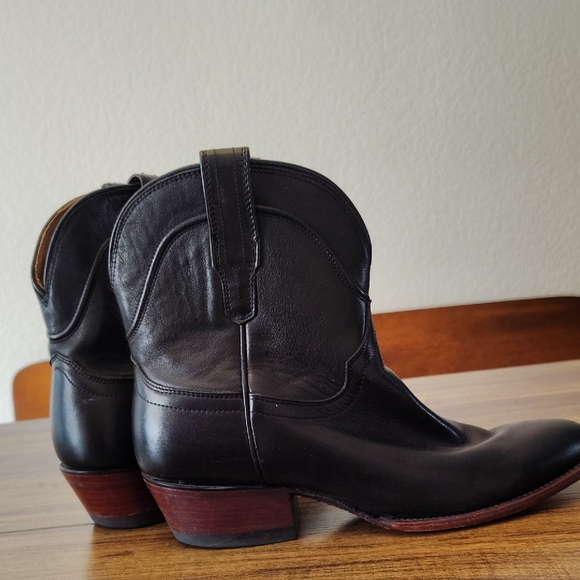 Tecovas Black Leather Cowgirl Boots Heeled Size 9 - Picture 2 of 5